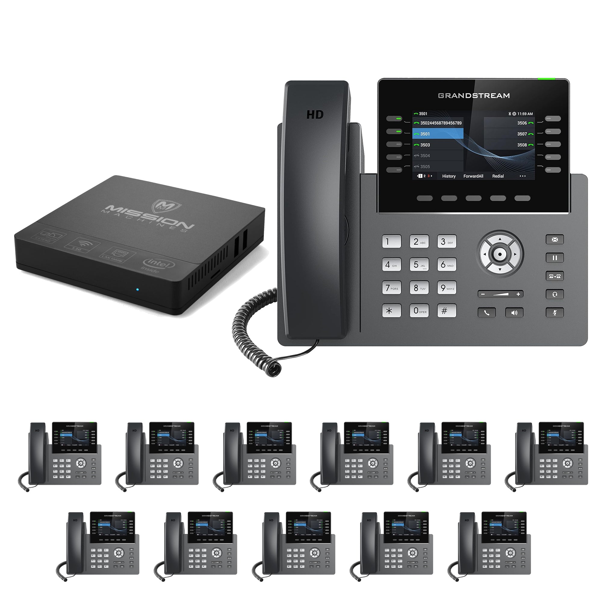 Business Phone System 'Mission Machines' G400: Includes Grandstream 2615 Phones + 'Mission Machines' Server + Free 3 Months of 'Mission Machines' Phone Service