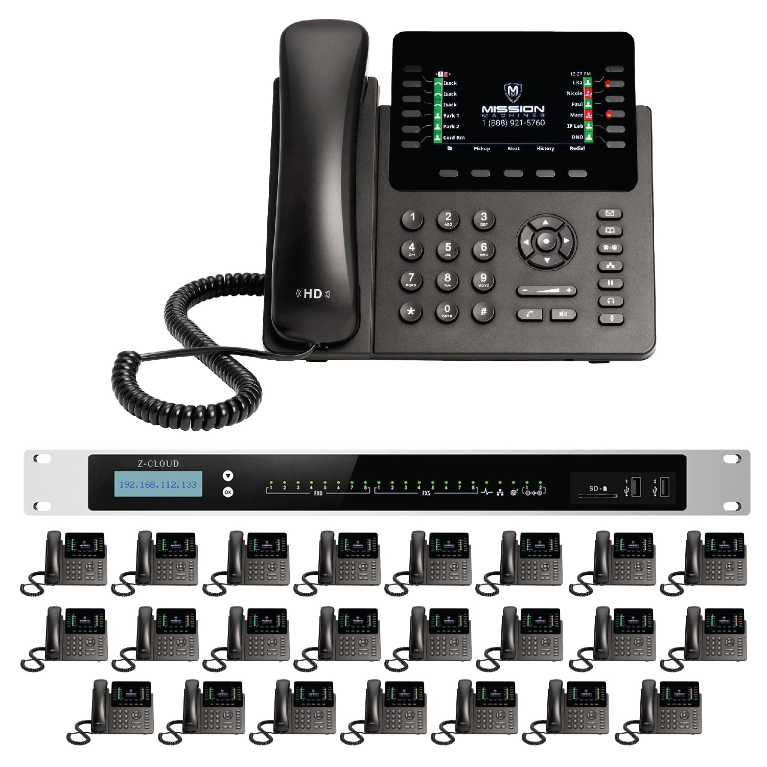 Business Phone System: MM S-208. Supports 8 Traditional Lines, 80 VoIP Lines & 300 Extensions