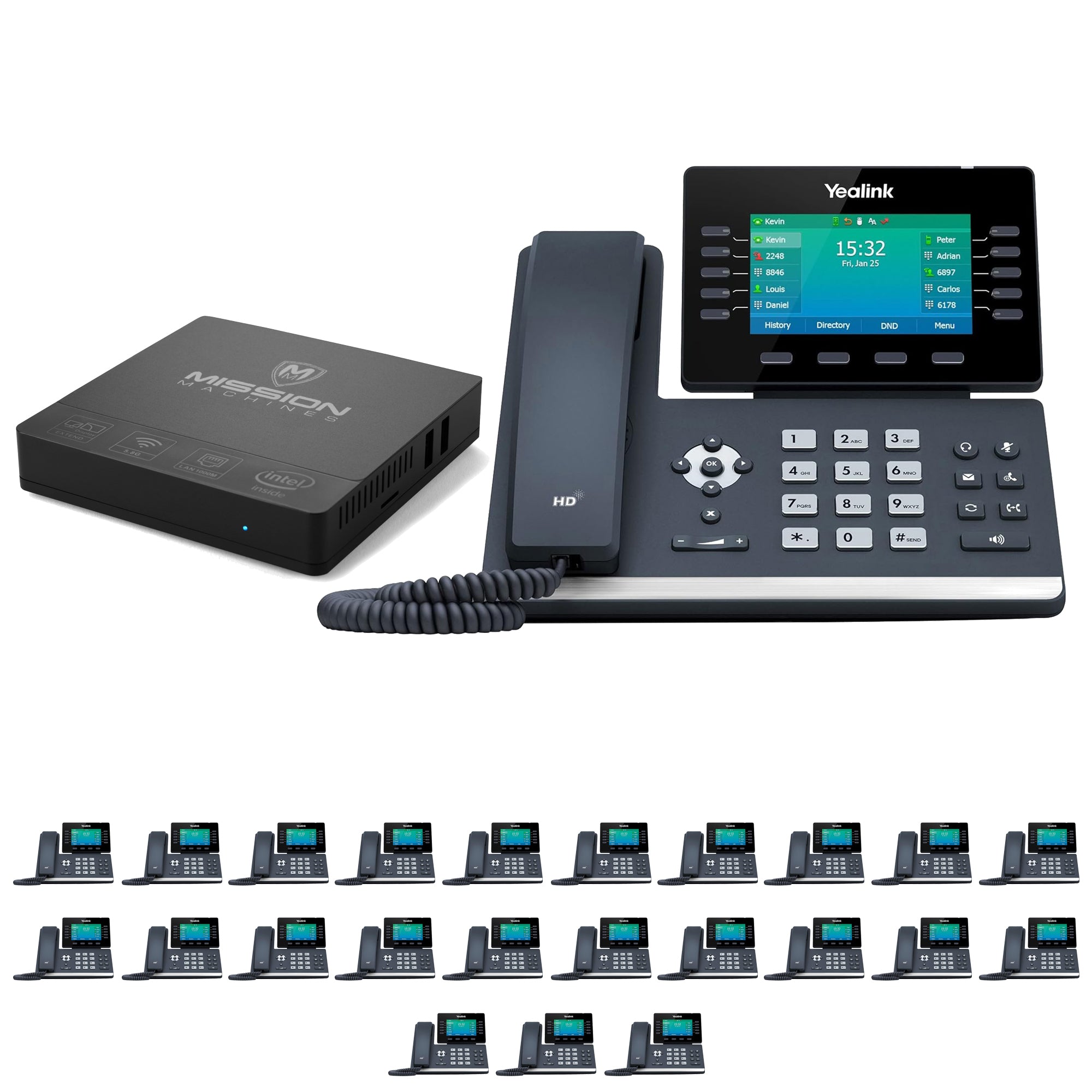 Business Phone System 'Mission Machines' Y300: Includes Yealink T54W Phones + 'Mission Machines' Server + Free 3 Months of 'Mission Machines' Phone Service