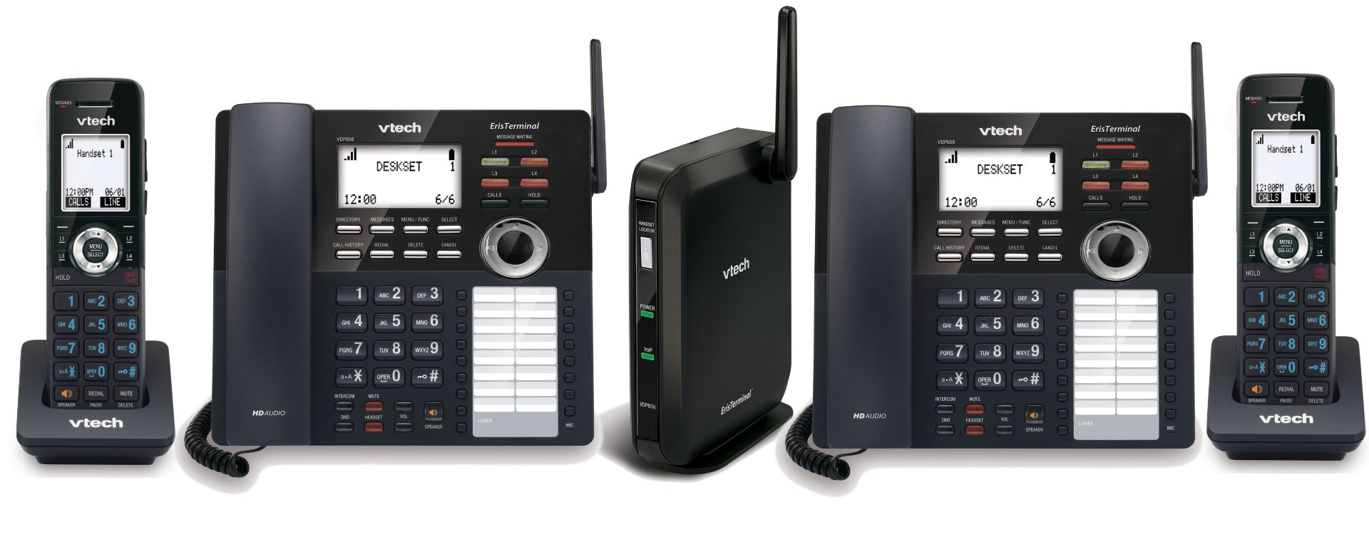 VTech VDP Small Business Phone System Equipped with 4-Line Capacity - 2 Desksets and 2 Handheld Extensions Included