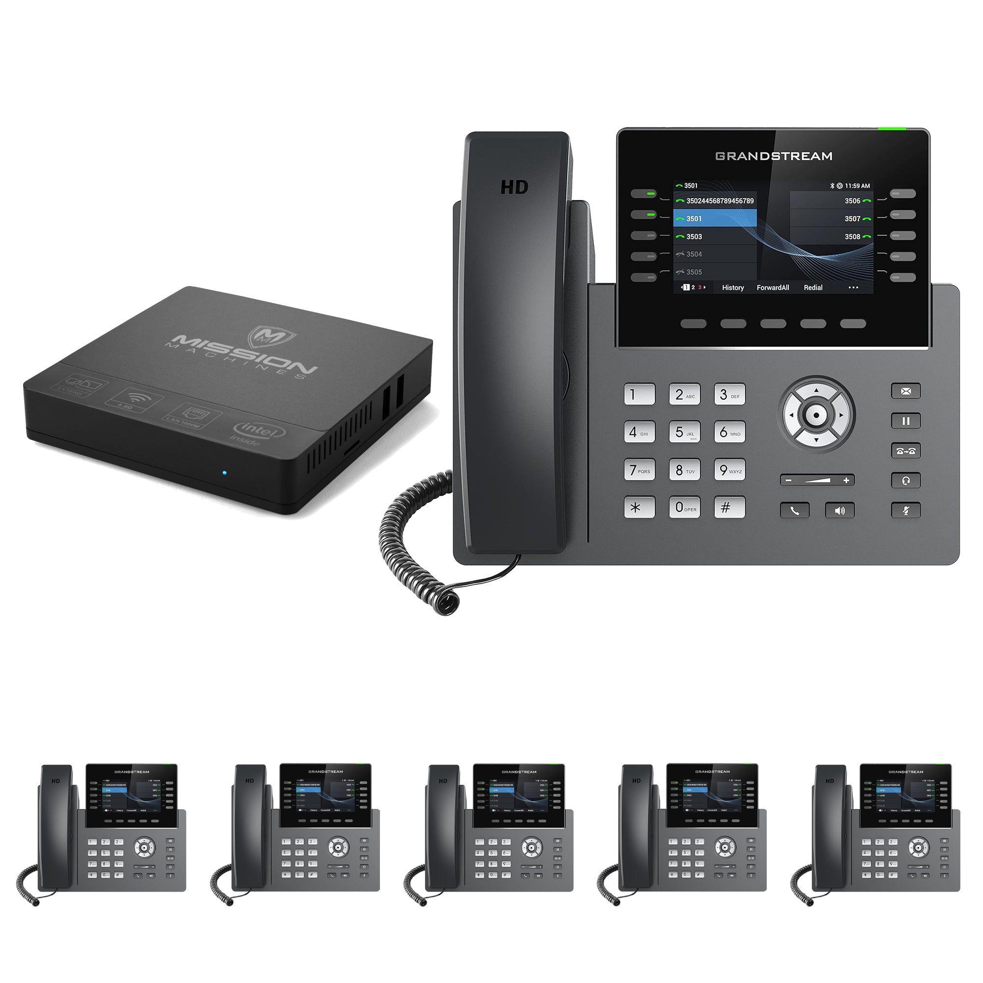 Business Phone System 'Mission Machines' G400: Includes Grandstream 2615 Phones + 'Mission Machines' Server + Free 3 Months of 'Mission Machines' Phone Service