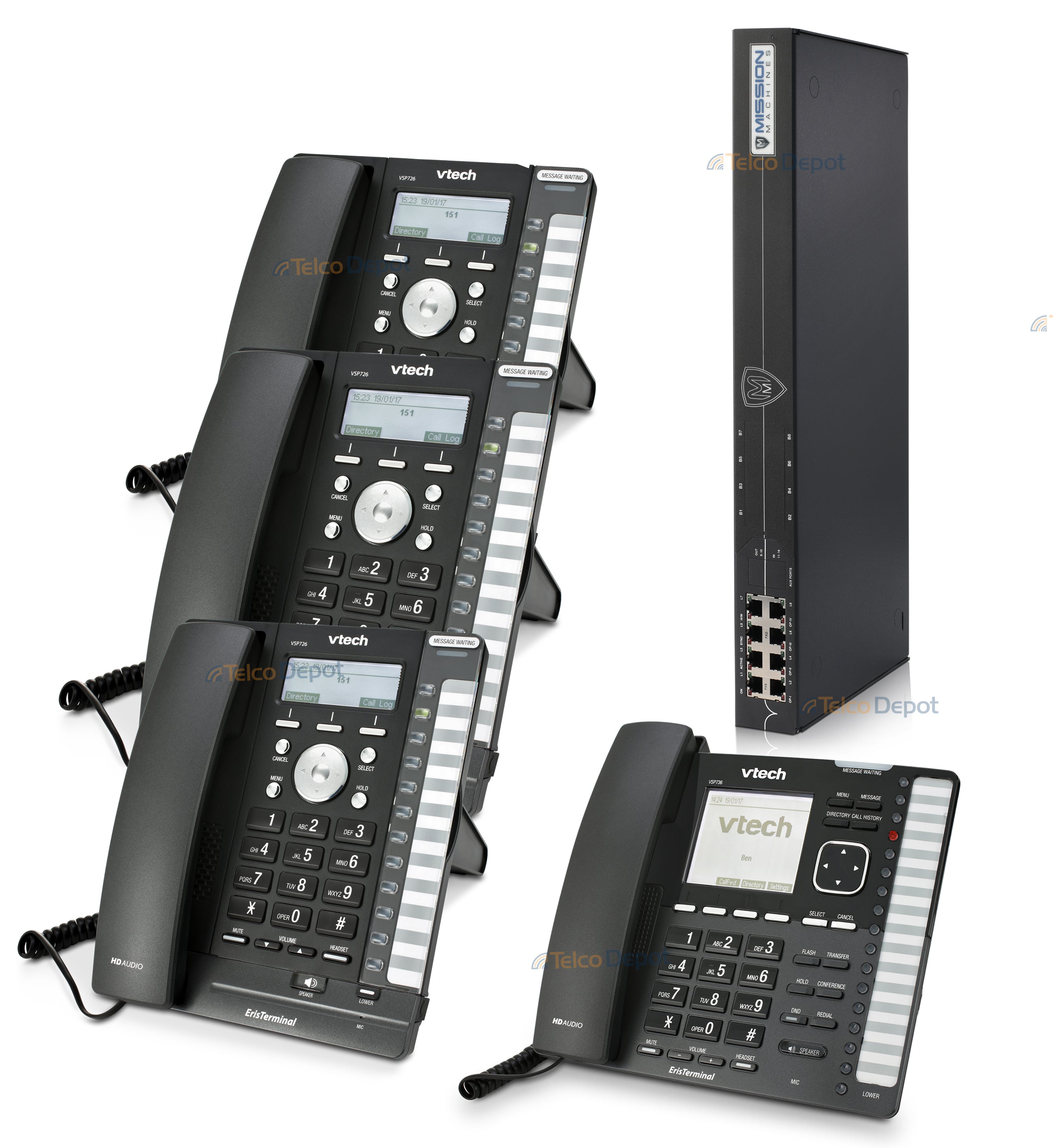 Mission Machines TD-1000 VoIP Phone System with 4 VTech IP Phones