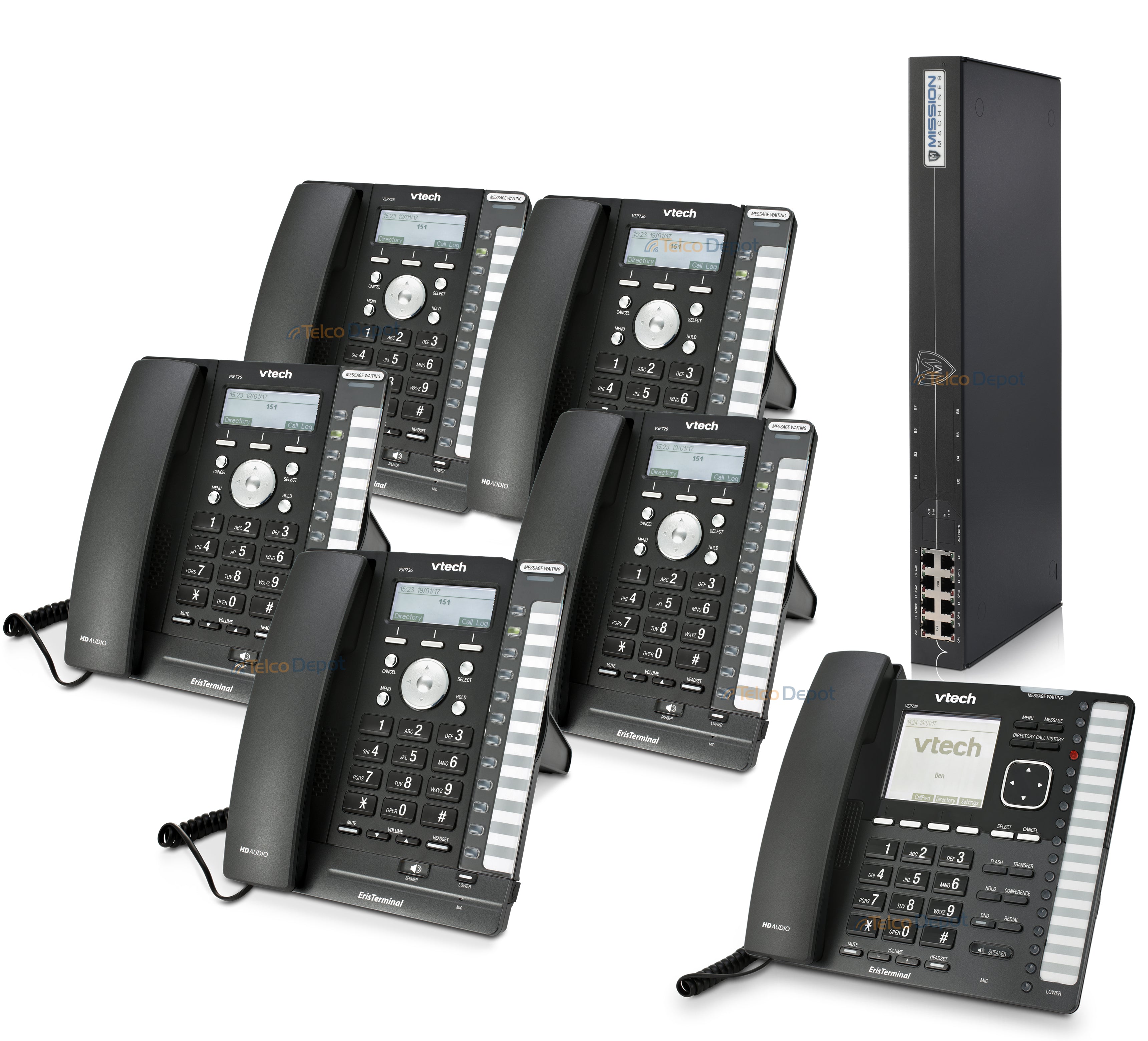 Mission Machines TD-1000 VoIP Phone System with 6 VTech IP Phones