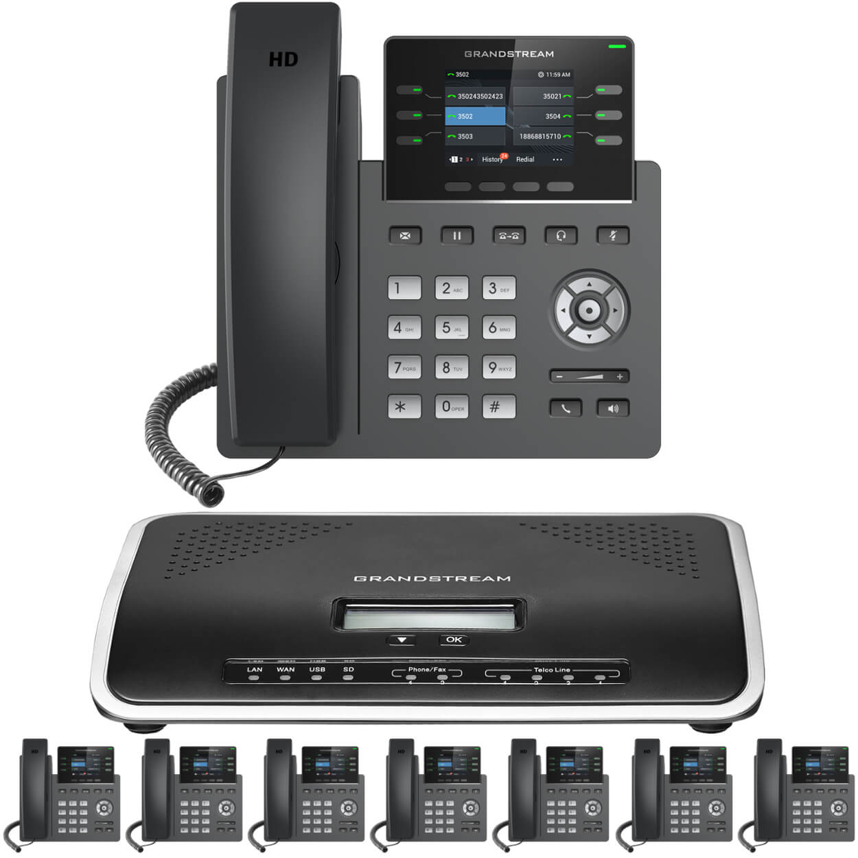 Business Phone System by Grandstream: 2613 Phones Package IP-PBX Office Phone System Includes 2-Year Warranty