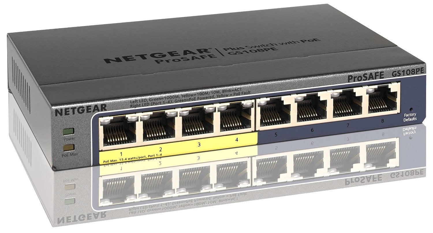 ProSafe® Plus 8-Port Gigabite Ethernet Switch With 4 PoE Ports