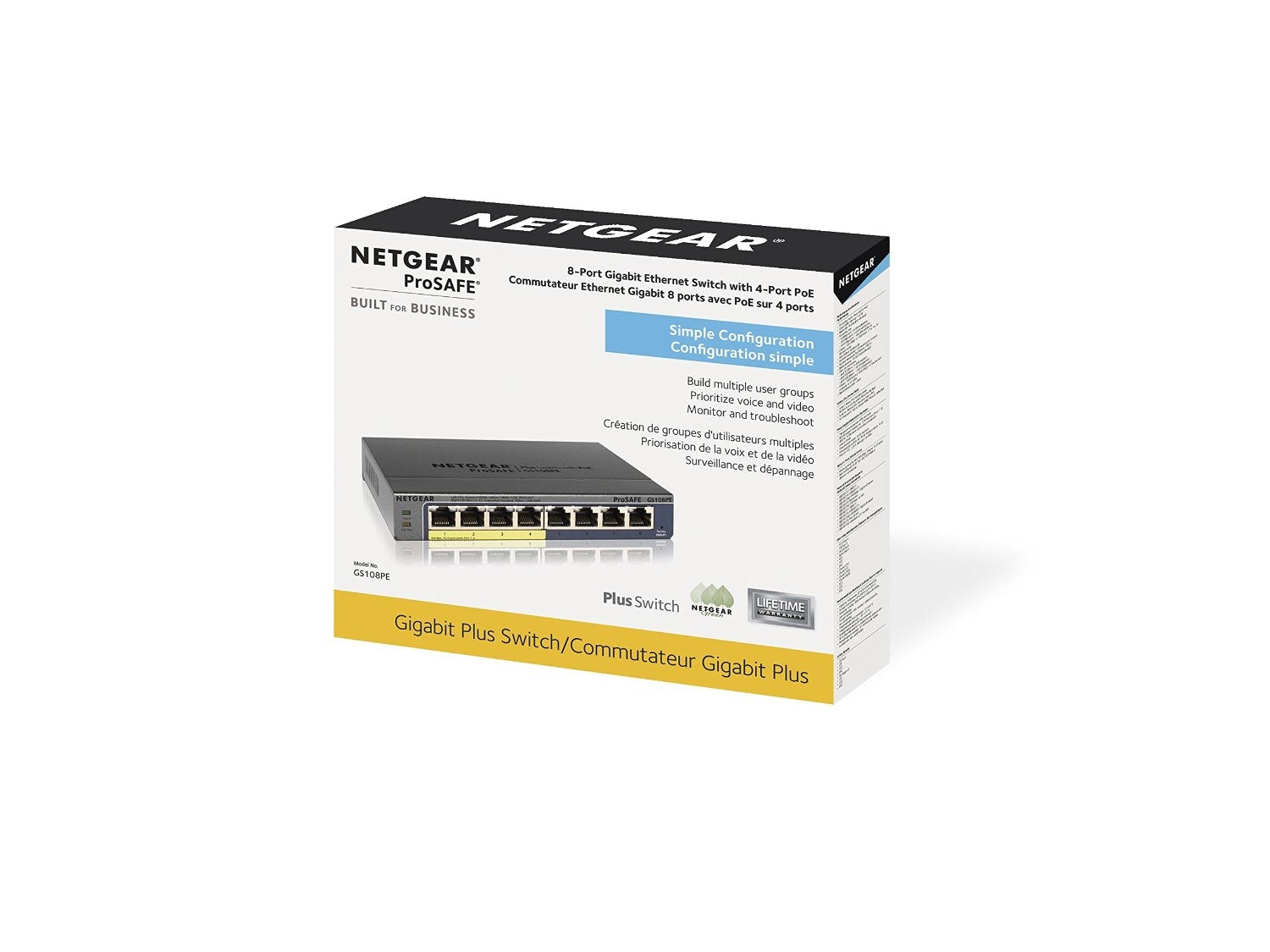 ProSafe® Plus 8-Port Gigabite Ethernet Switch With 4 PoE Ports