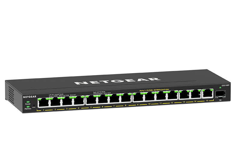 NETGEAR 15.4W給電PoEパススルー対応L2+スイッチ GS516TP Netgear 15-Port PoE+ Gigabit Ethernet Plus Switch (180W) with 1