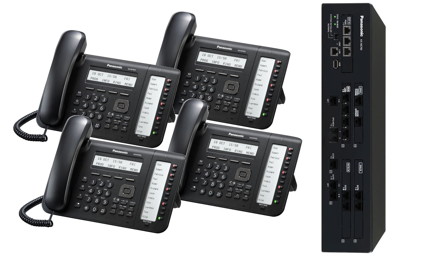 Business Phone System by Panasonic: NS700 Bundle with 4 IP Phones - 1 Year of Dial Tone Service Included