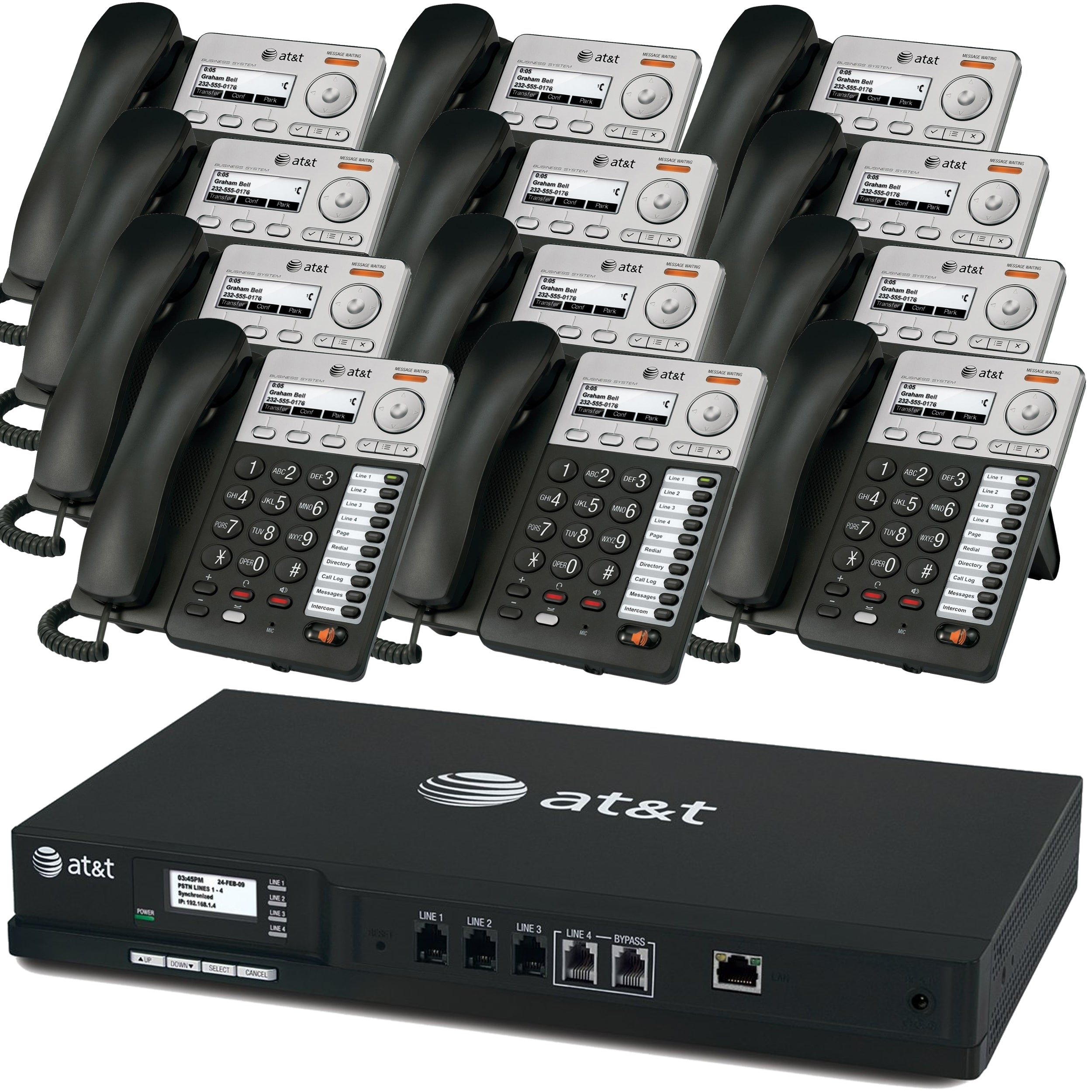 AT&T Syn248 Phone System With 12 IP Phones