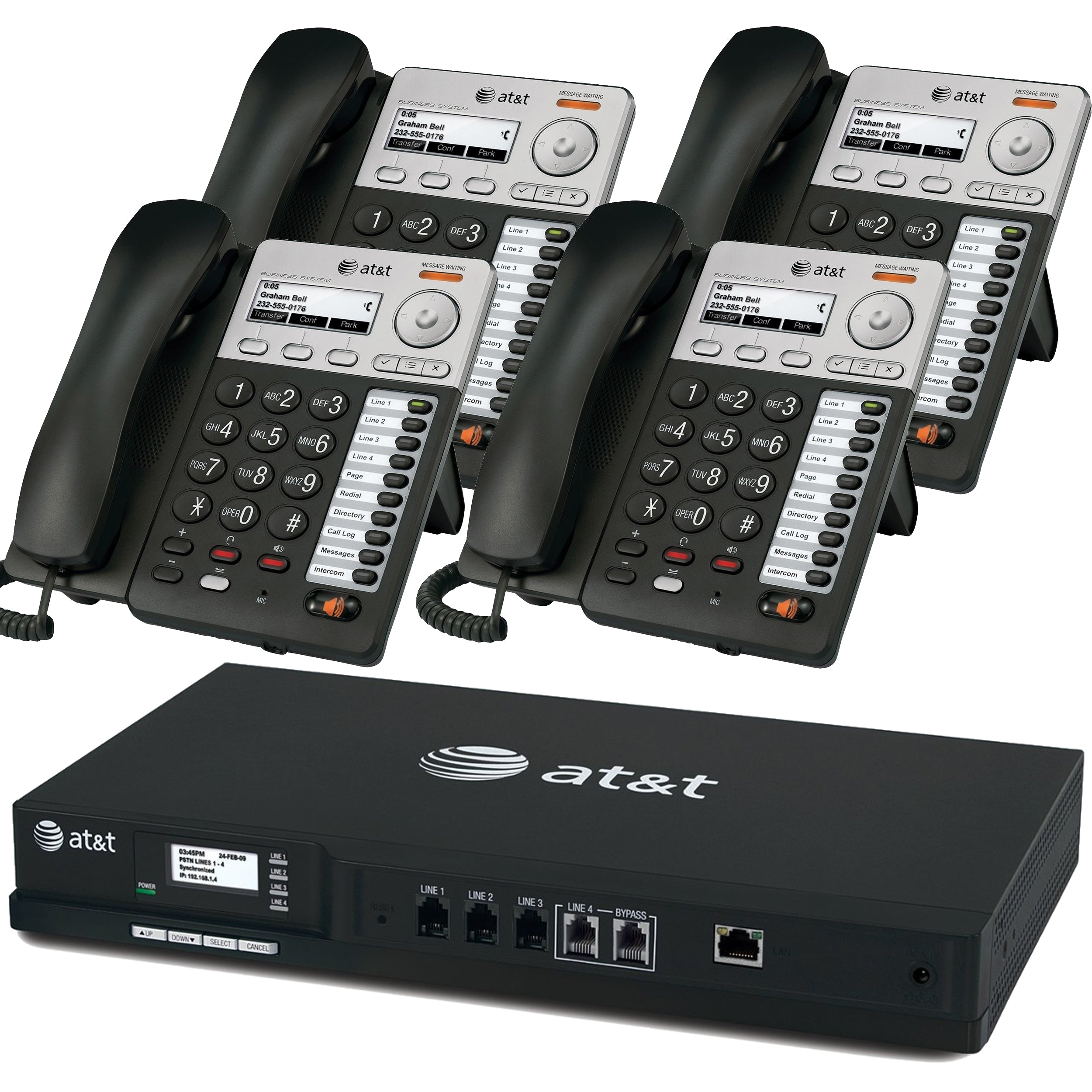 AT&T Syn248 Phone System With 4 IP Phones