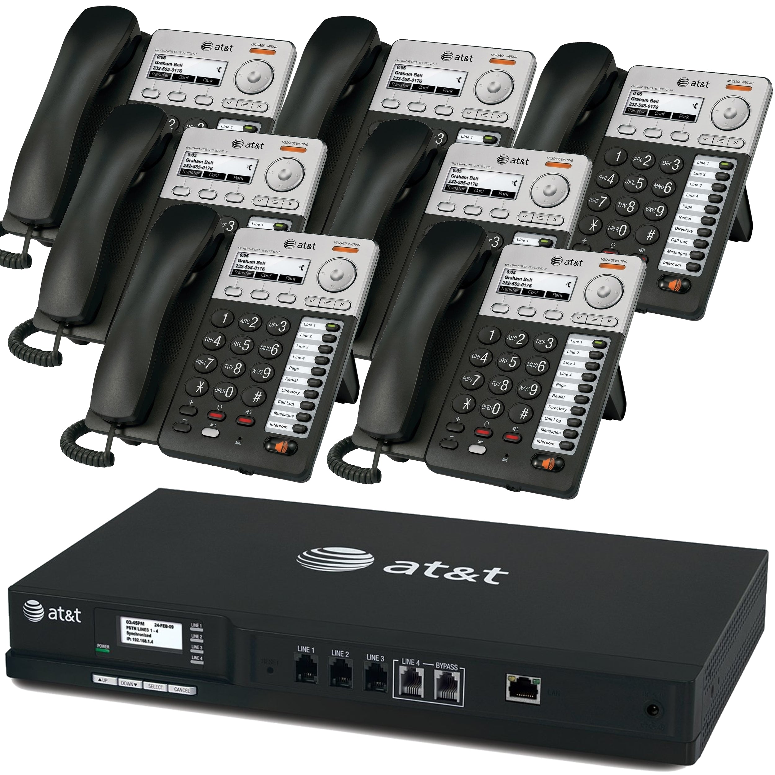 AT&T Syn248 Phone System With 7 IP Phones