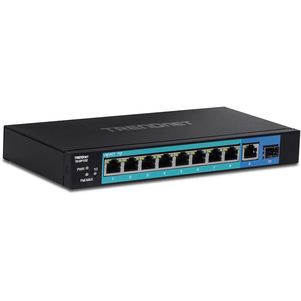 10-Port Unmanaged 8 Gigabit PoE+ Switch