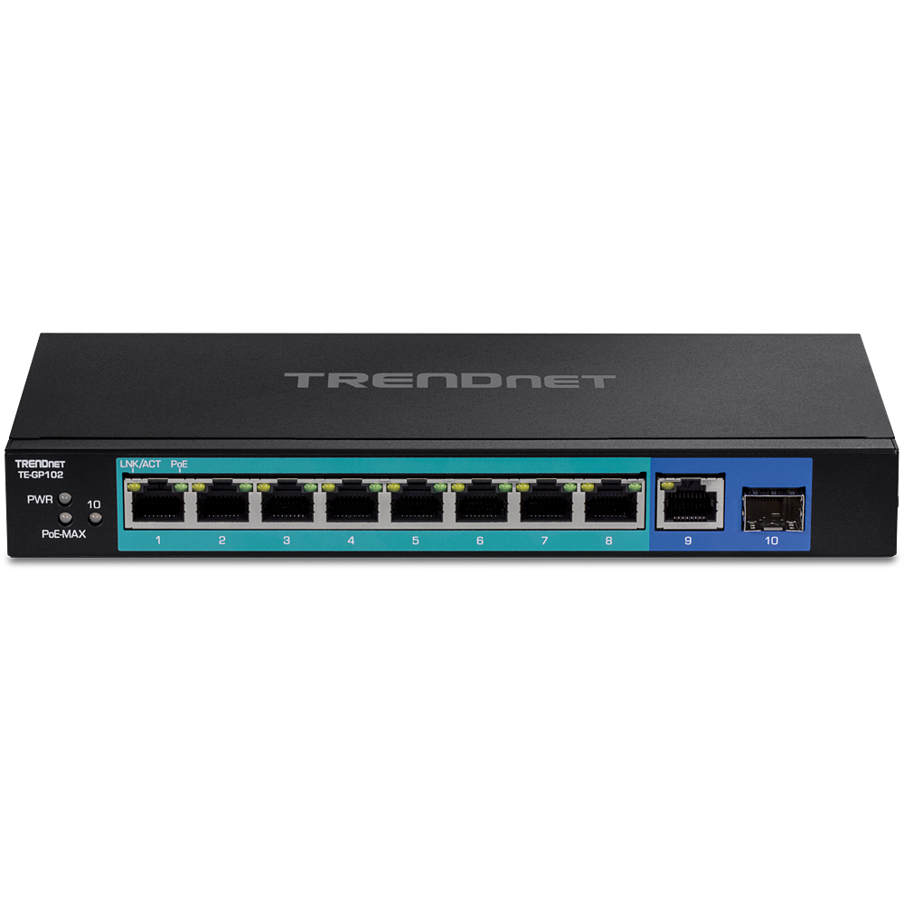 10-Port Unmanaged 8 Gigabit PoE+ Switch