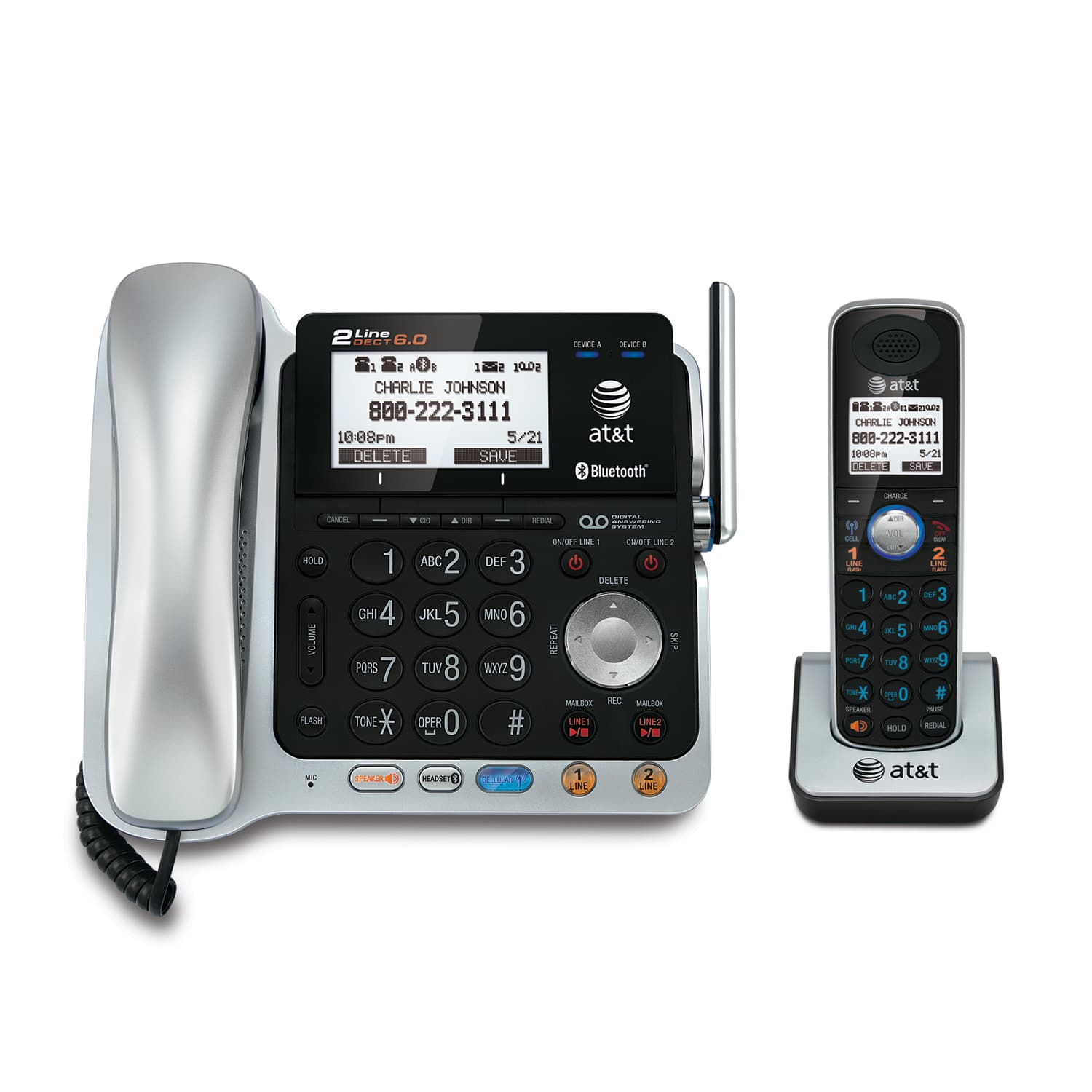 Vtech/Snom/AT&T TL86109 2-Line Corded/Cordless Answering System with Bluetooth
