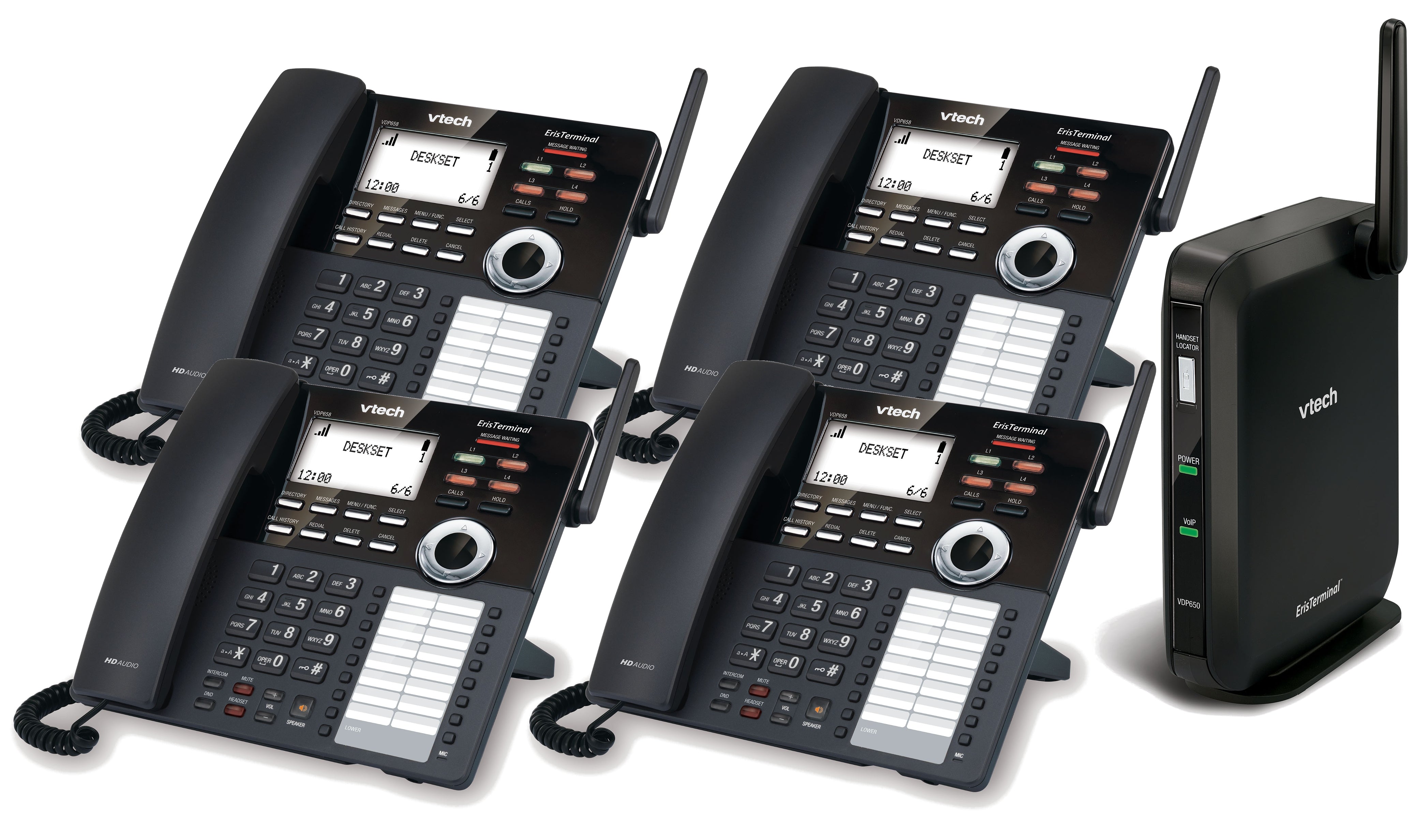 VTech VDP Small Business Phone System Equipped with 4-Line Capacity - 4 Desksets Included