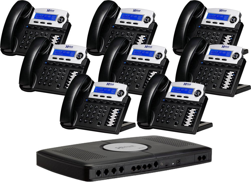 Xblue X16 Phone System with 8 Phones: Charcoal