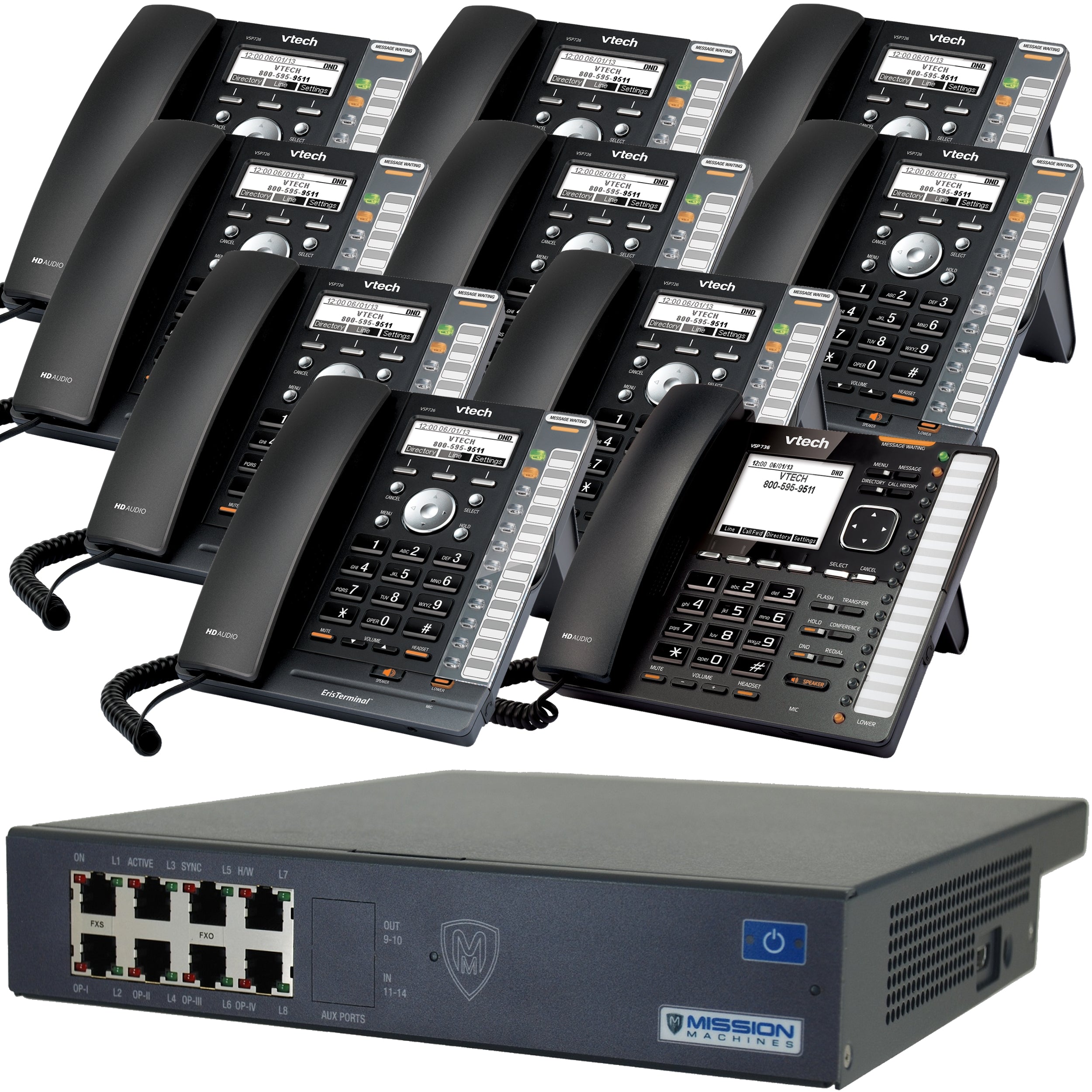 Mission Machines Z-75 VoIP Phone System with 10 VTech IP Phones