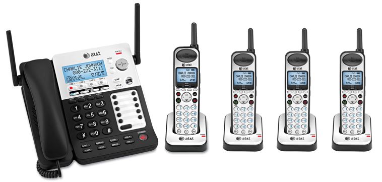 AT&T 4-Line Business Phone System with 4 Cordless Handsets & 1 Corded Wireless Desk Phone
