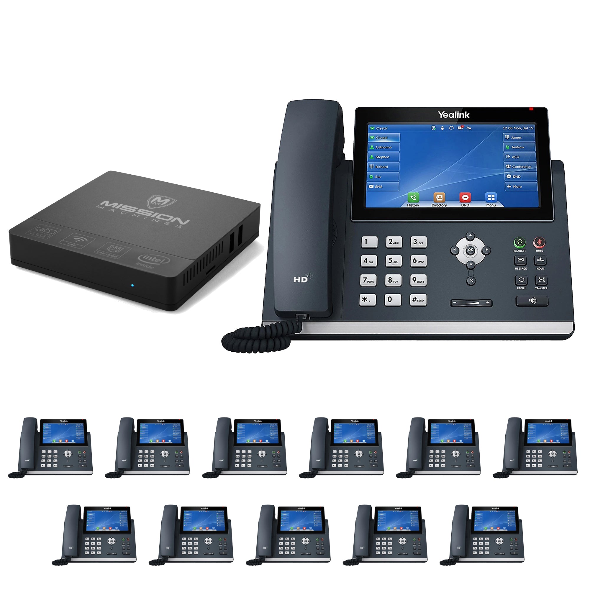 Business Phone System 'Mission Machines' Y400: Includes Yealink T48U Phones + 'Mission Machines' Server + Free 3 Months of 'Mission Machines' Phone Service