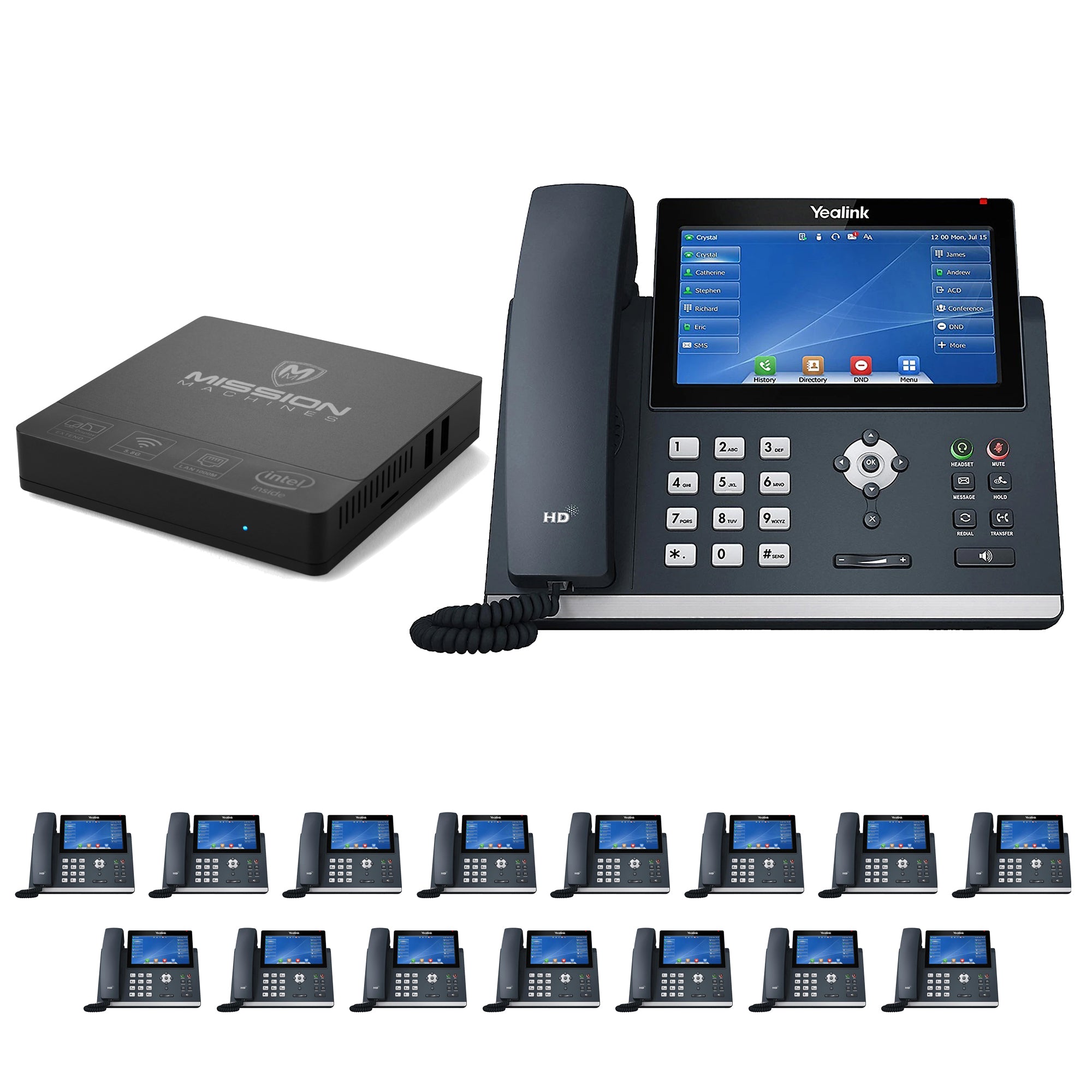 Business Phone System 'Mission Machines' Y400: Includes Yealink T48U Phones + 'Mission Machines' Server + Free 3 Months of 'Mission Machines' Phone Service
