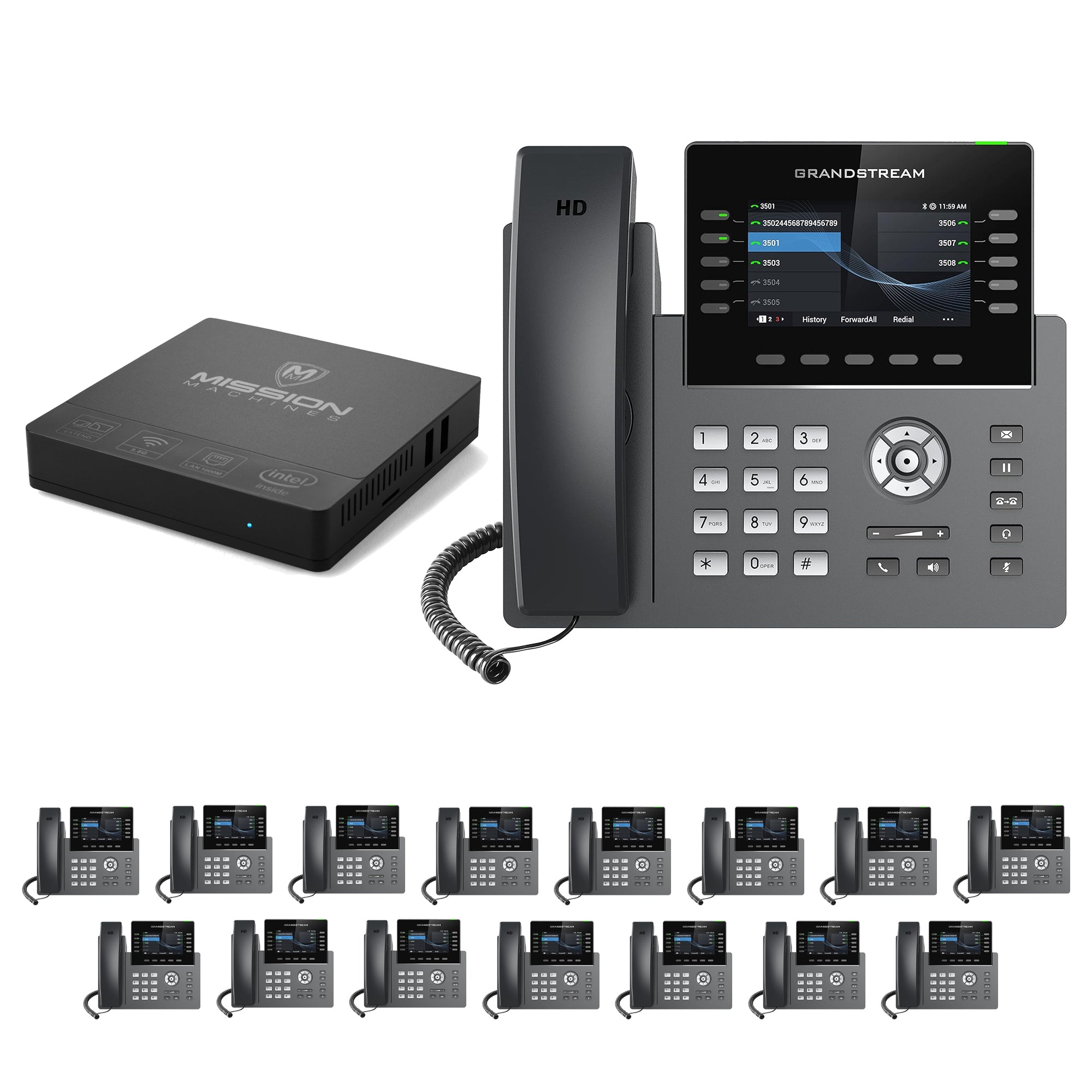 Business Phone System 'Mission Machines' G400: Includes Grandstream 2615 Phones + 'Mission Machines' Server + Free 3 Months of 'Mission Machines' Phone Service