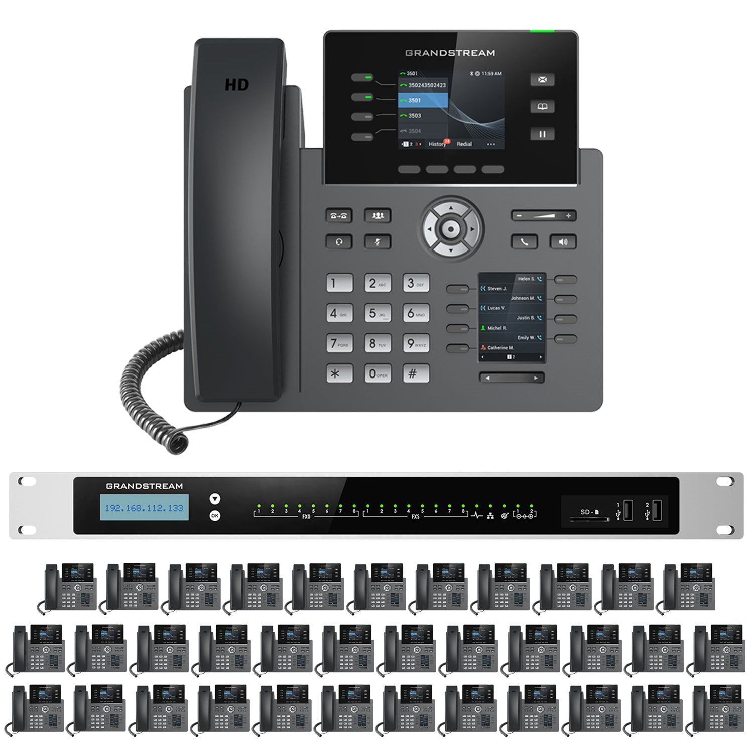 Business Phone System by Grandstream: 8 Line Enhanced Package