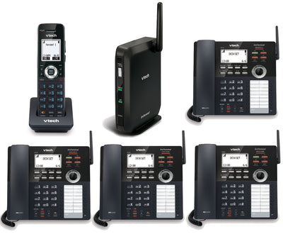 VTech VDP Small Business Phone System Equipped with 4-Line Capacity - 4 Desksets and 1 Handheld Extensions Included
