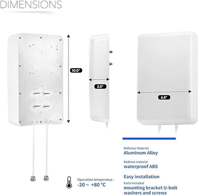 5G/ 4G/ LTE/WiFi/ 2x2 MIMO Antennas Outdoor Directional Panel Antenna for 4G LTE 5G Routers Verizon AT&T Sprint T-Mobile Home Internet with TS9 SMA Cable J-Mount Pole (Full Kit)
