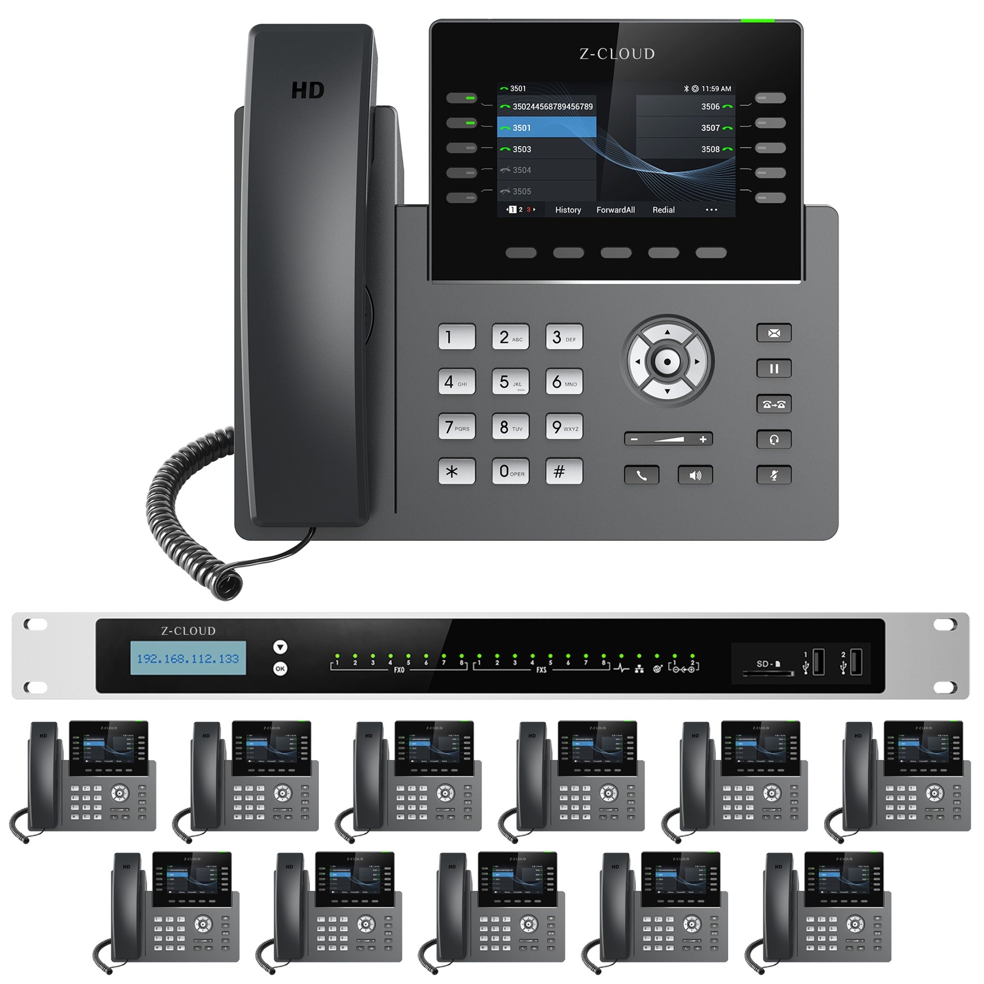 Business Phone System: MM S-308. Supports 8 Traditional Lines, 80 VoIP Lines & 300 Extensions