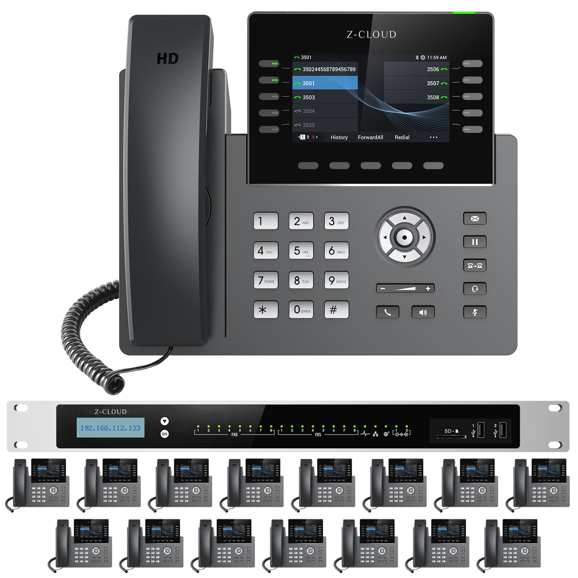 Business Phone System: MM S-308. Supports 8 Traditional Lines, 80 VoIP Lines & 300 Extensions