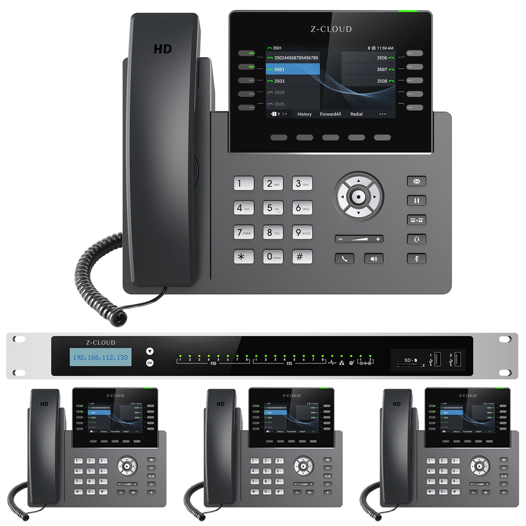 Business Phone System: MM S-308. Supports 8 Traditional Lines, 80 VoIP Lines & 300 Extensions