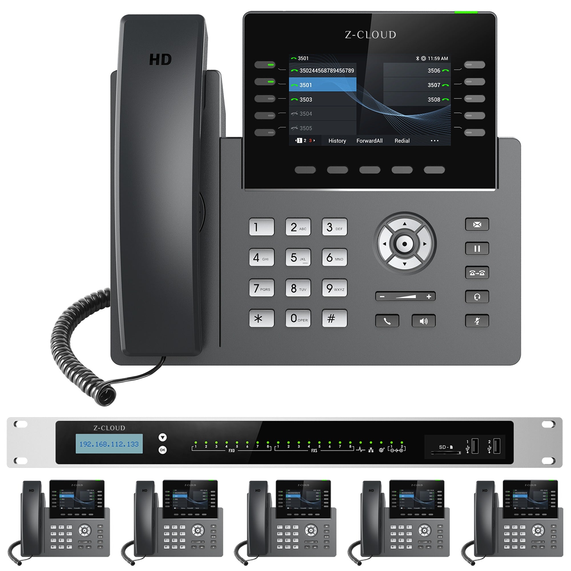 Business Phone System: MM S-308. Supports 8 Traditional Lines, 80 VoIP Lines & 300 Extensions