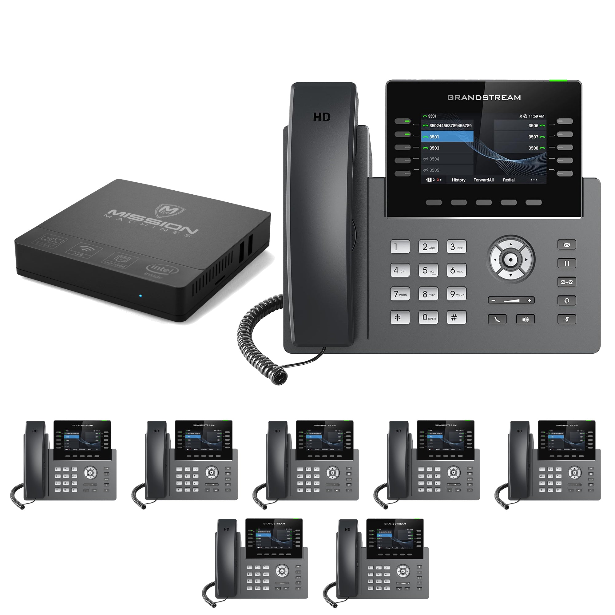 Business Phone System 'Mission Machines' G400: Includes Grandstream 2615 Phones + 'Mission Machines' Server + Free 3 Months of 'Mission Machines' Phone Service