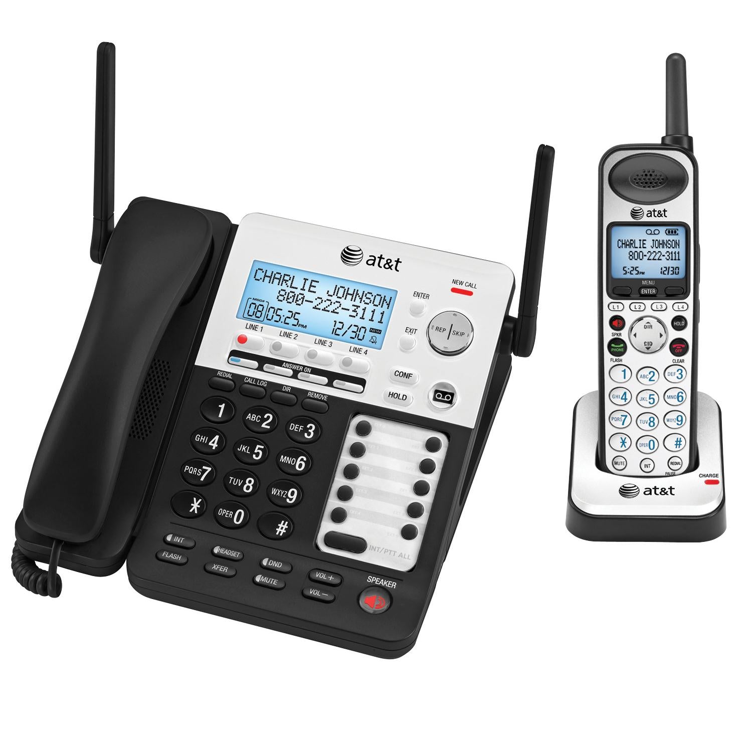AT&T 4-Line Business Phone System with 4 Cordless Handsets & 1 Corded Wireless Desk Phone