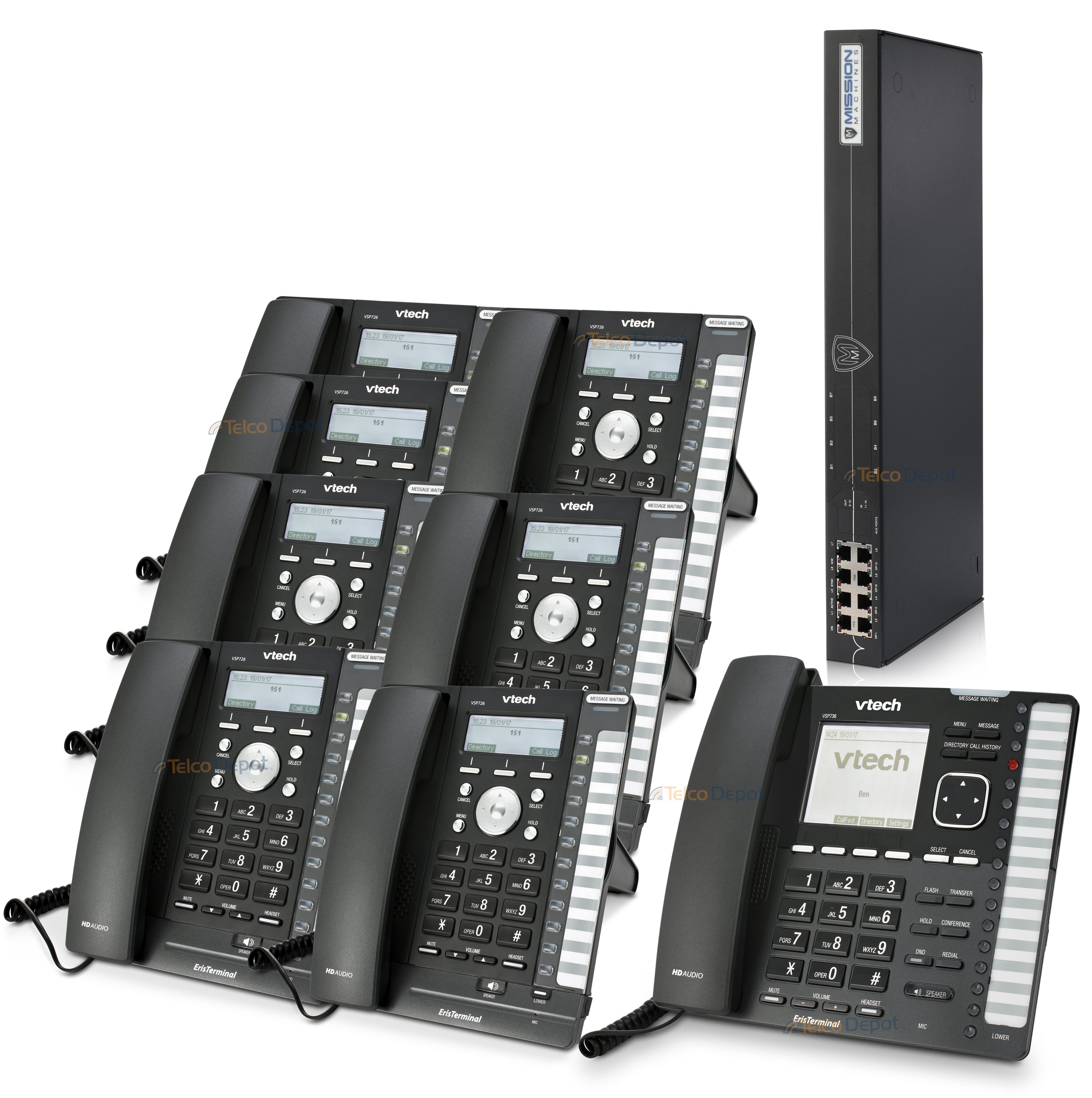Mission Machines TD-1000 VoIP Phone System with 8 VTech IP Phones