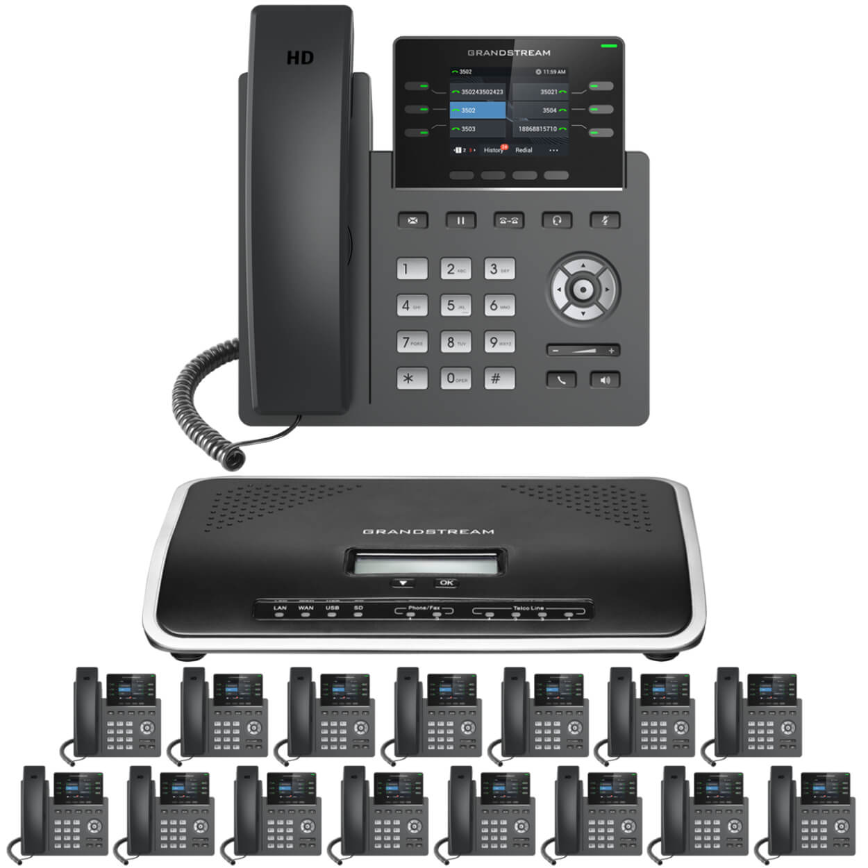 Business Phone System by Grandstream: 2613 Phones Package IP-PBX Office Phone System Includes 2-Year Warranty