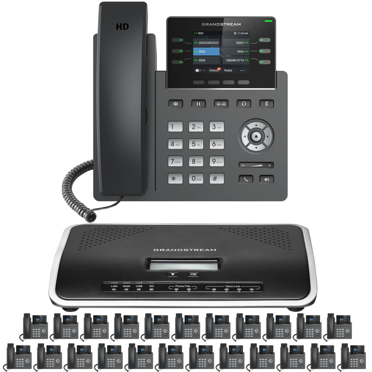 Business Phone System by Grandstream: 2613 Phones Package IP-PBX Office Phone System Includes 2-Year Warranty