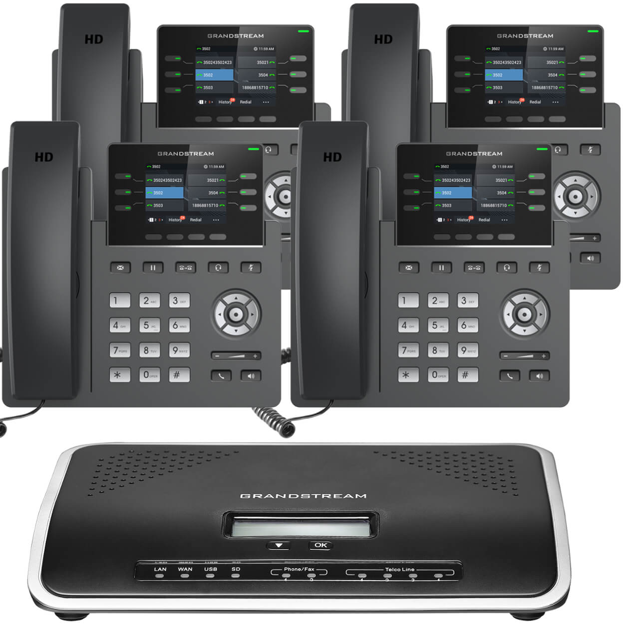 Business Phone System by Grandstream: 2613 Phones Package IP-PBX Office Phone System Includes 2-Year Warranty