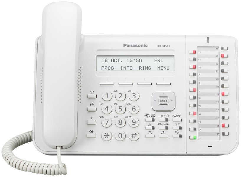 Panasonic 24 Button 3-Line Backlit LCD Display Digital Telephone - White