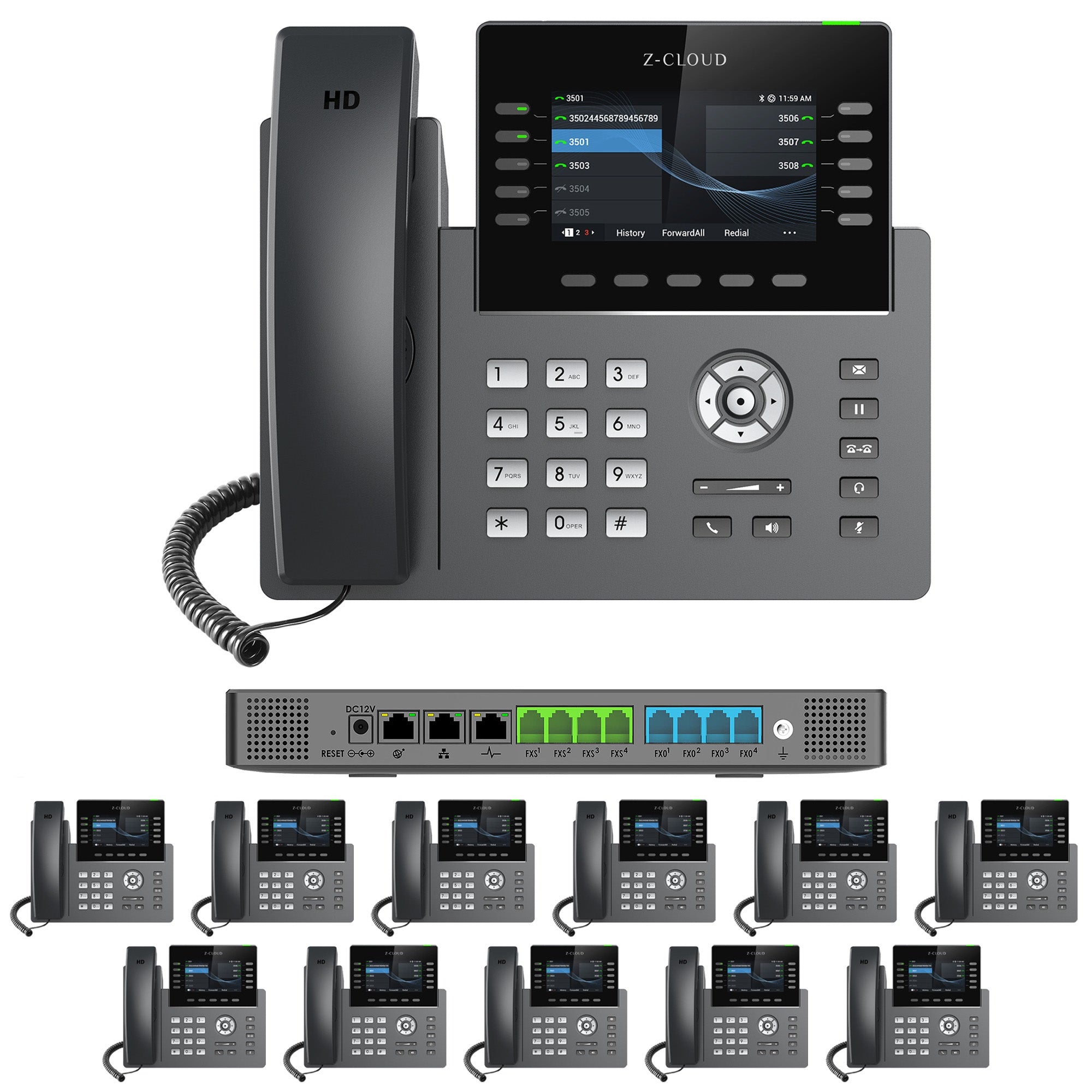 Business Phone System: MM S-304. Supports 4 Traditional Lines, 80 VoIP Lines & 300 Extensions