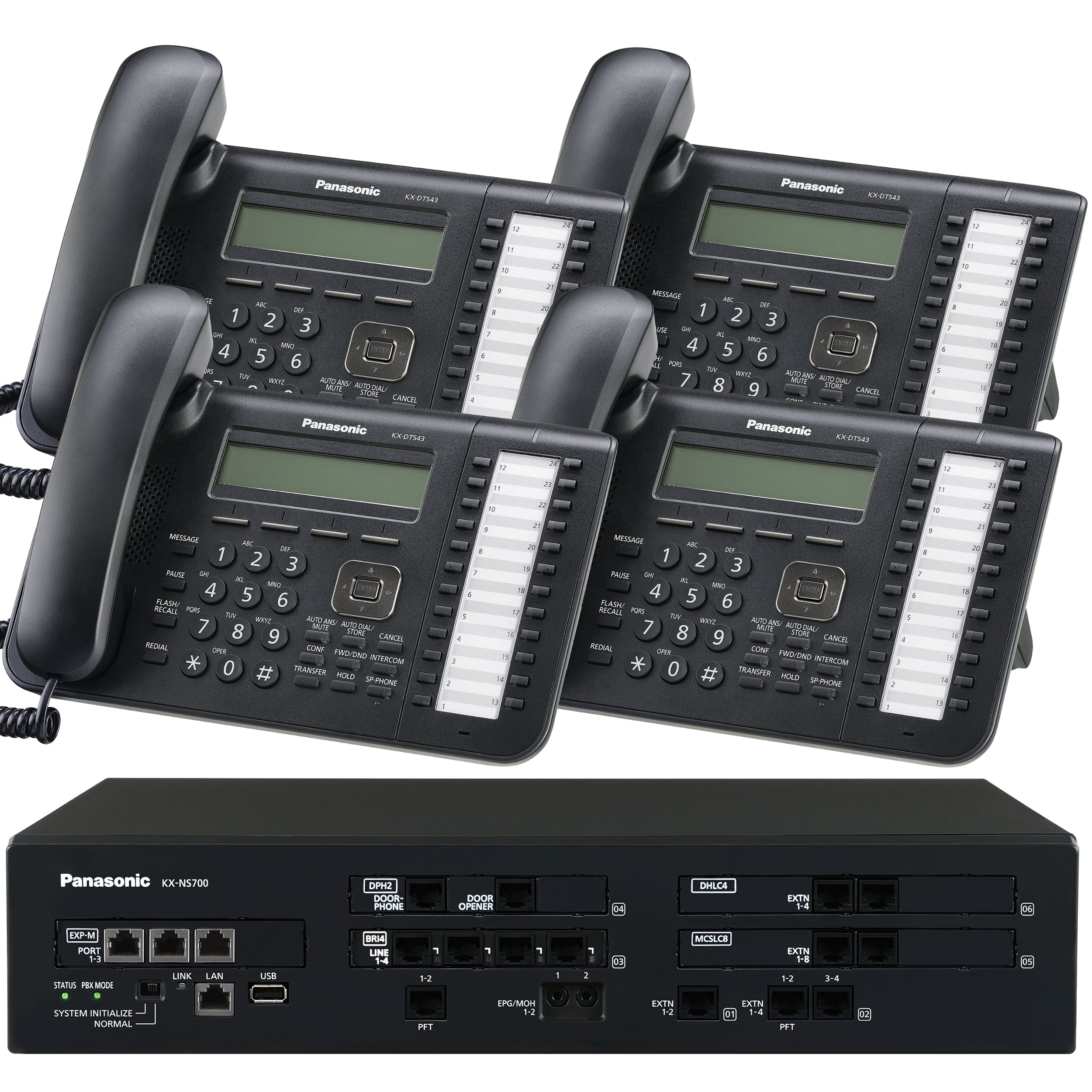 Business Phone System by Panasonic: NS700 Bundle with 4 Digital Phones - 1 Year of Dial Tone Service Included