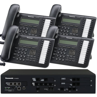 Business Phone System by Panasonic: NS700 Bundle with 4 Digital Phones - 1 Year of Dial Tone Service Included