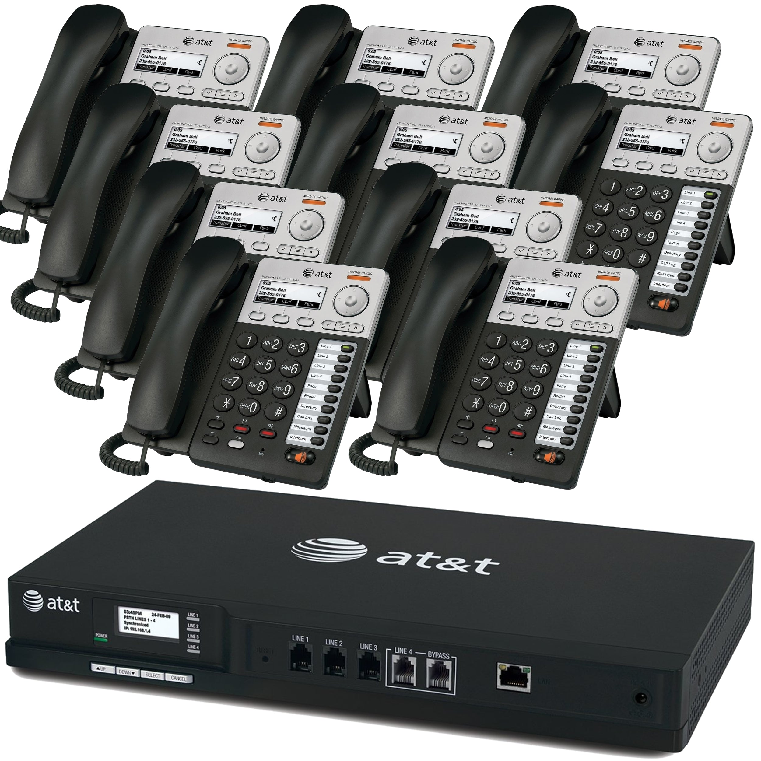 AT&T Syn248 Phone System With 10 IP Phones