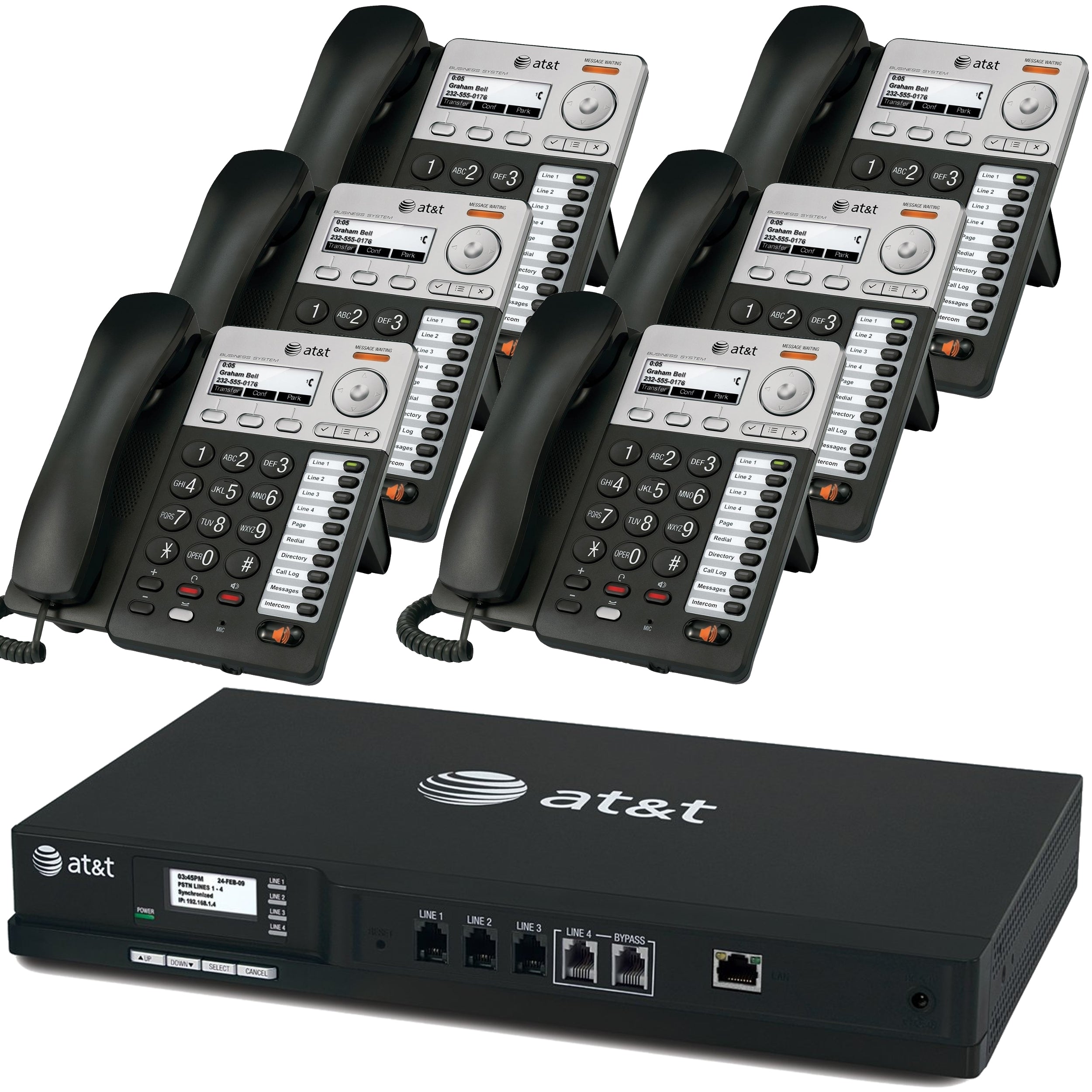 AT&T Syn248 Phone System With 6 IP Phones