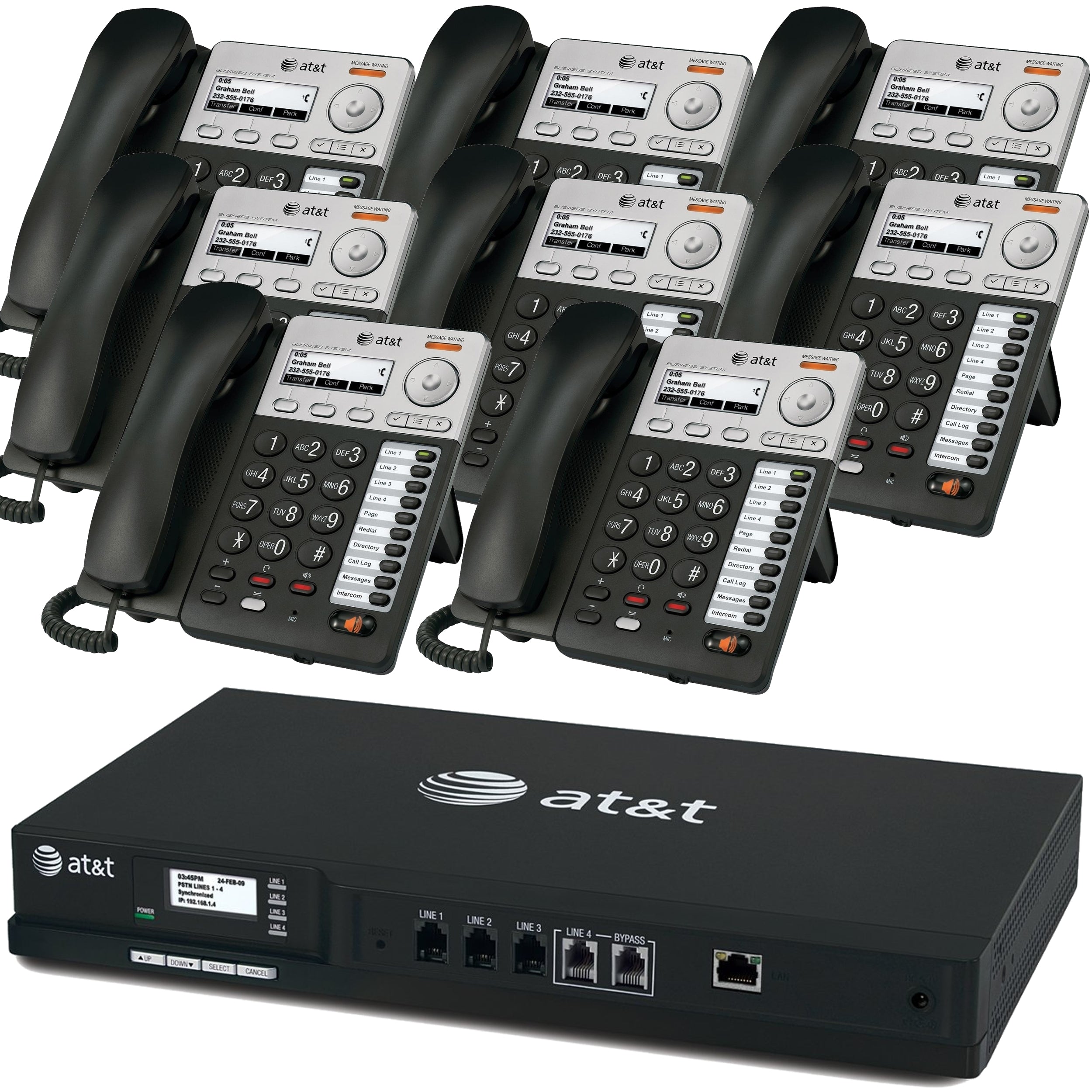 AT&T Syn248 Phone System With 8 IP Phones