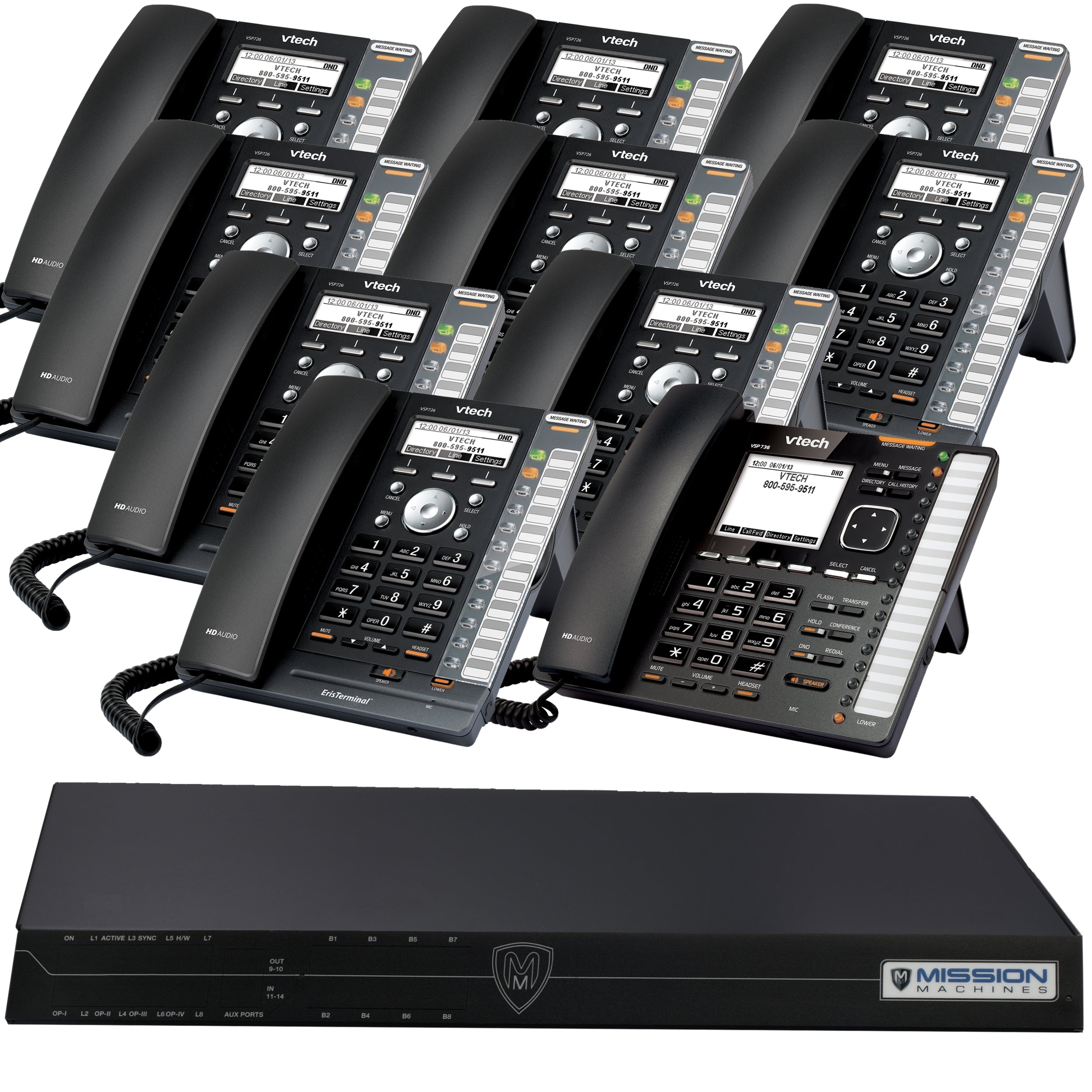 Mission Machines TD-1000 8-Line VoIP Phone System with 10 VTech IP Phones