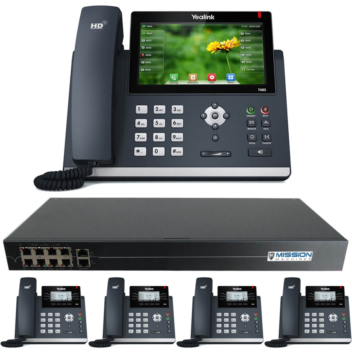 Mission Machines TD-1000 VoIP Phone System with 5 Yealink IP Phones