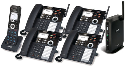 VTech VDP Small Business Phone System Equipped with 4-Line Capacity - 4 Desksets and 1 Handheld Extensions Included