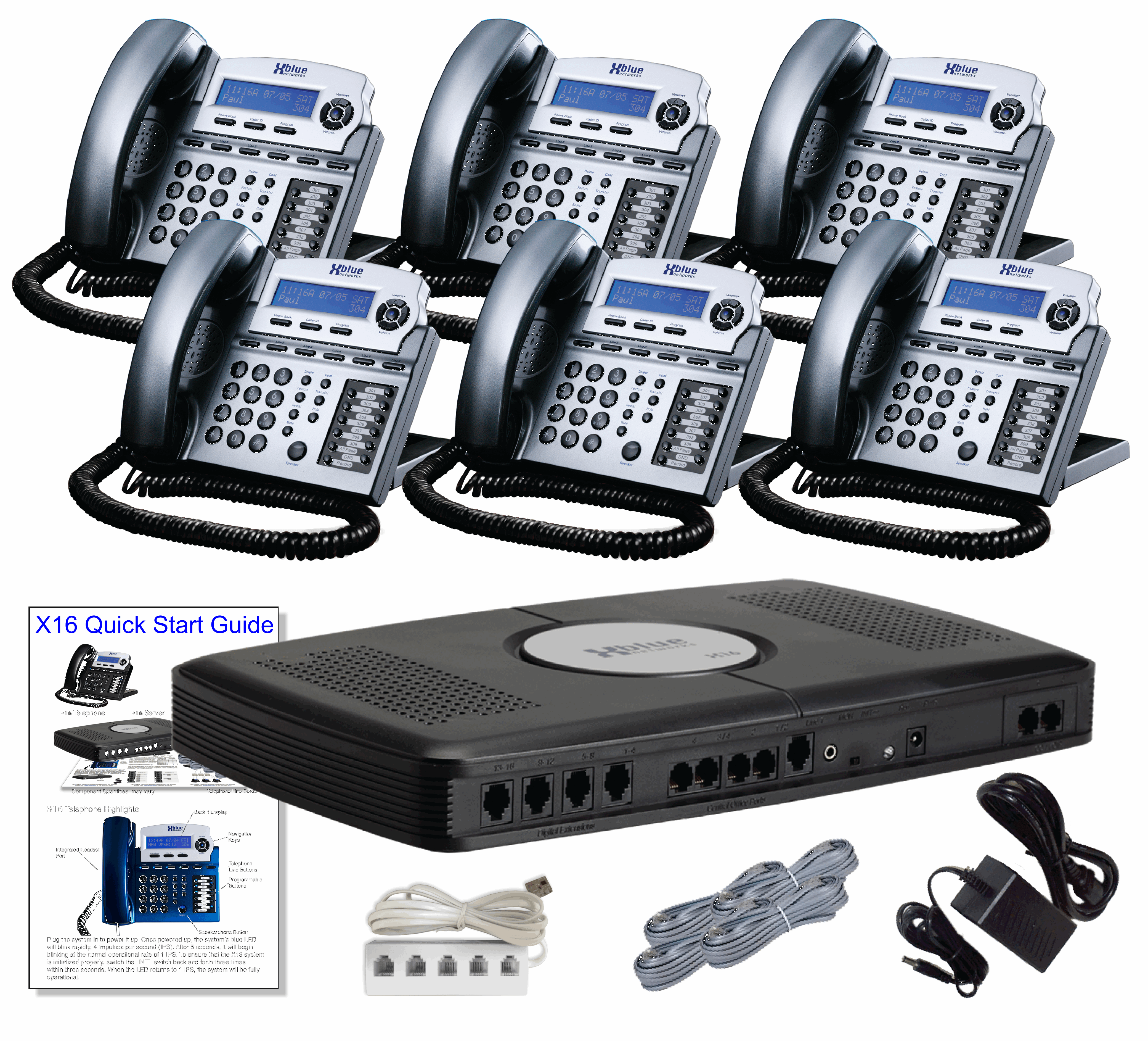 Xblue X16 Phone System with 6 Phones: Titanium