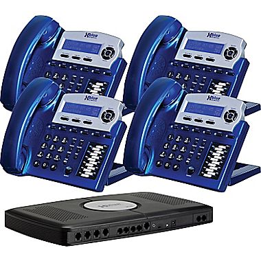 Xblue X16 Phone System with 4 Phones: Vivid Blue